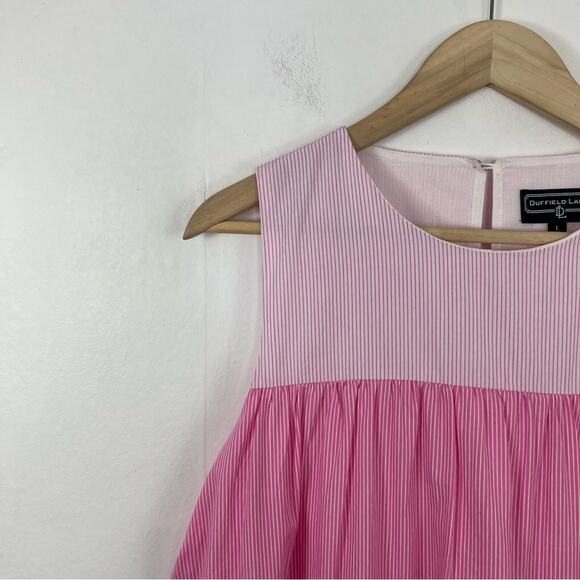 Duffield Lane Pink White Striped Adele Tiered Dress Size Large - Picture 8 of 13